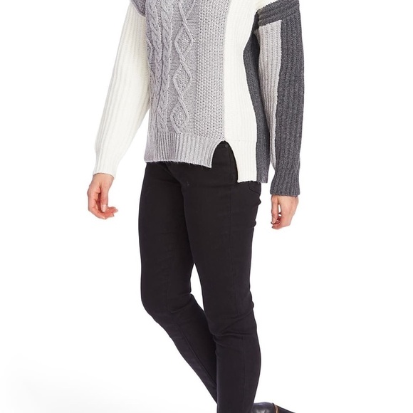 Vince Camuto Colorblock Cable Knit Sweater - Picture 3 of 4